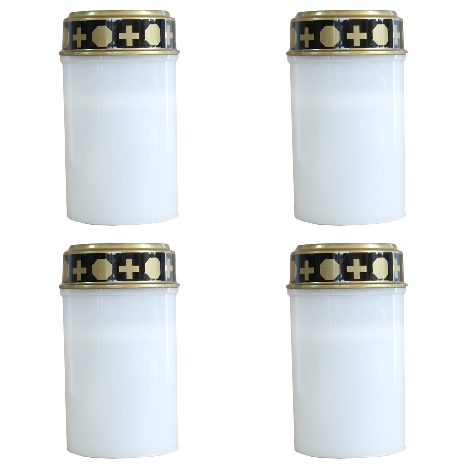 Fachhandel Plus LED-Grablicht "Ewiges Licht" Grabkerze 4er Set Weiss mit Varta Batterien und Flackereffekt