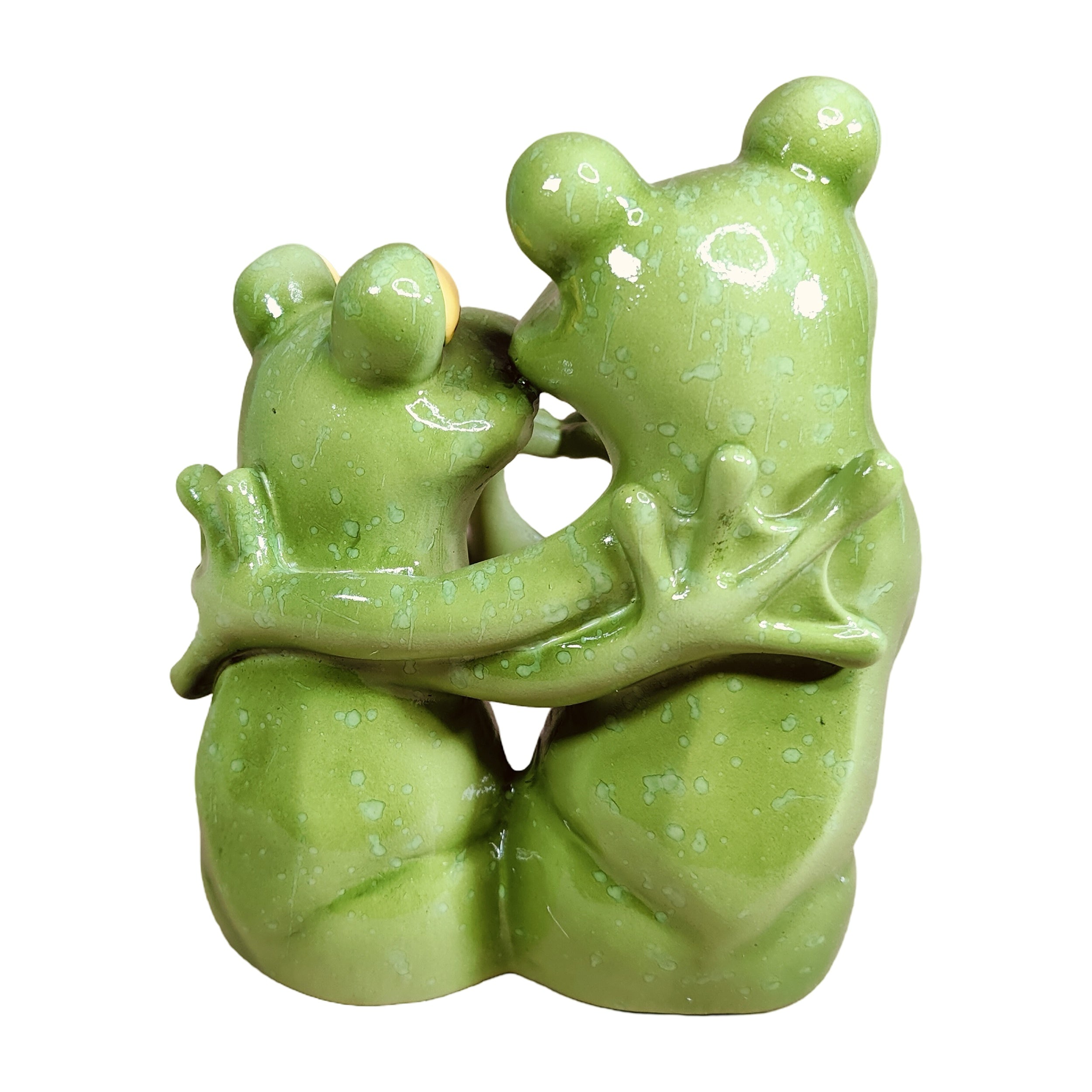 Frosch Figur mit Herzhand - Frosch Dekofigur als Deko Frosch für Garten, Balkon & Terrasse