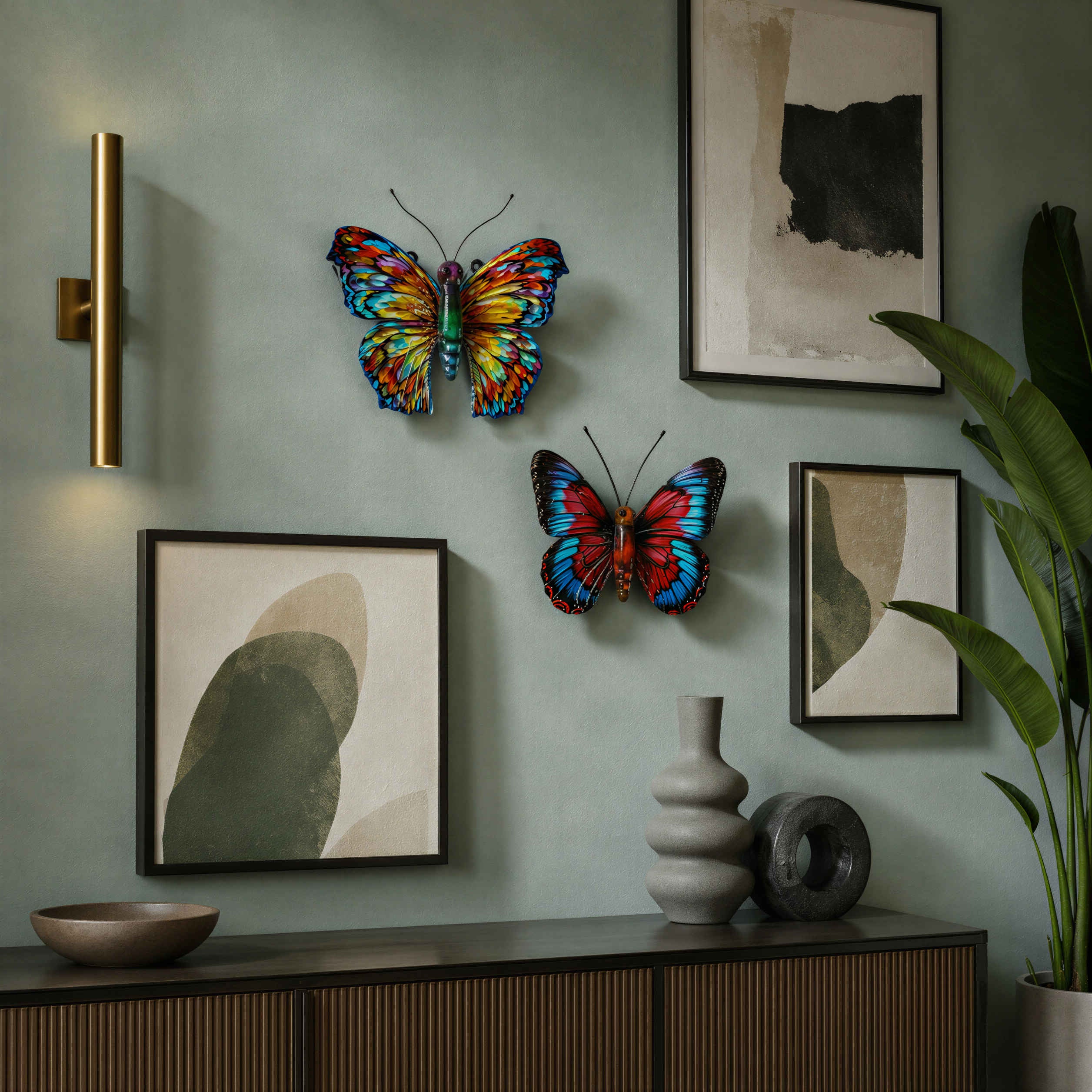 Wandbild Metall Schmetterling 3D Metallbild Wand bunt Fantasy oder Exotic