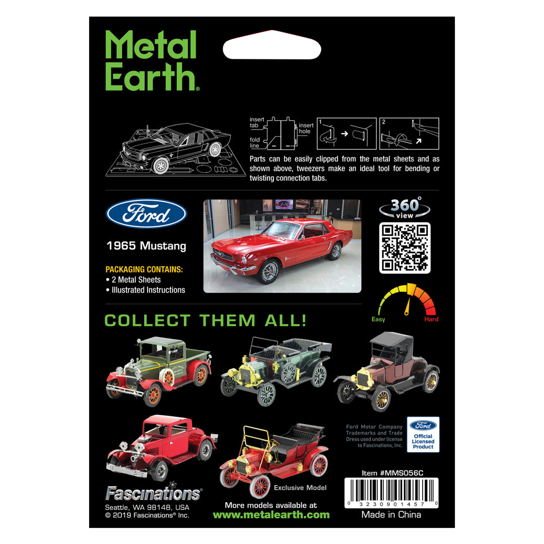 Metal Earth 1965 Ford Mustang (Red) MMS056C Modellbausatz Puzzle DIY Bausatz präzise gelasert stabil langlebig