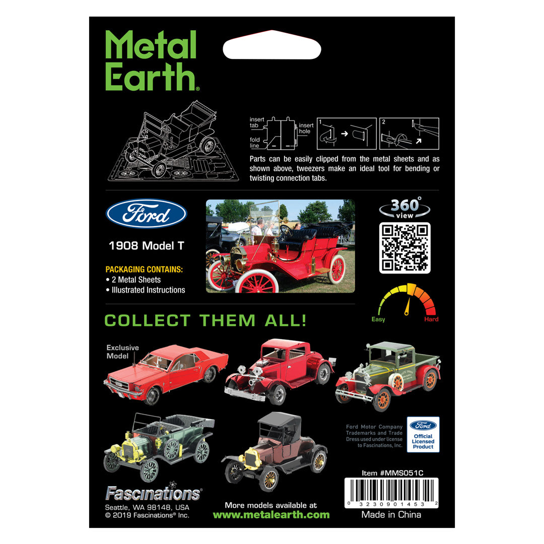Metal Earth 1908 Ford Model T (Red) MMS051C Modellbausatz Puzzle DIY Bausatz präzise gelasert stabil langlebig