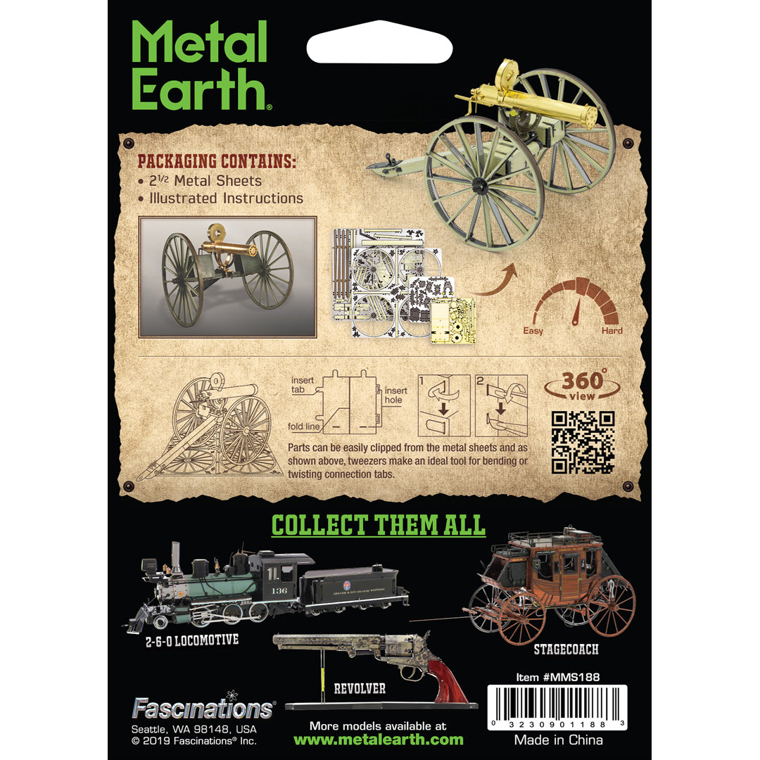 Metal Earth Wild West Gatling Gun MMS188 Modellbausatz Puzzle DIY Bausatz präzise gelasert stabil langlebig