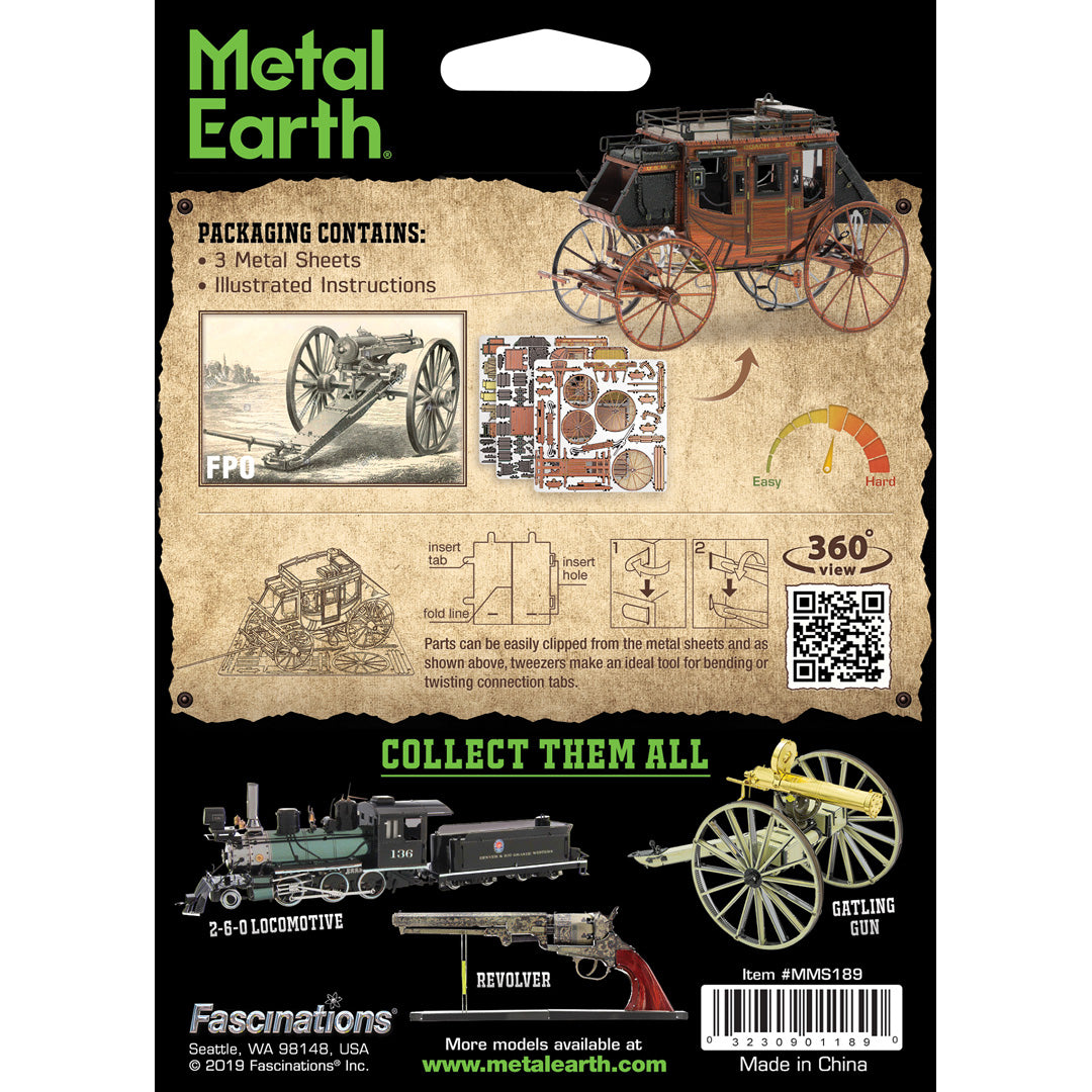 Metal Earth Wild West Stage Coach MMS189 Modellbausatz Puzzle DIY Bausatz präzise gelasert stabil langlebig