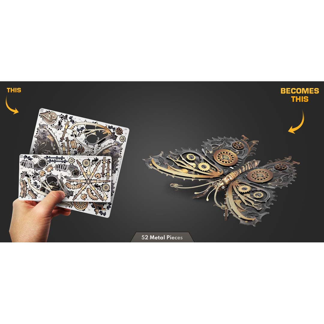 Metal Earth Steampunk Schmetterling (farbiges Modell) ME1021 Modellbausatz Puzzle DIY Bausatz präzise gelasert stabil langlebig