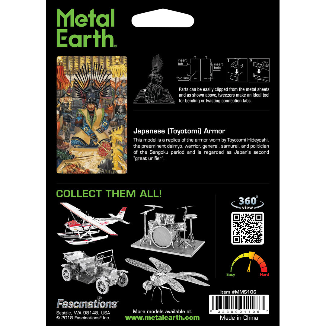 Metal Earth Armor Japanese (Toyotomi) MMS106 Modellbausatz Puzzle DIY Bausatz präzise gelasert stabil langlebig