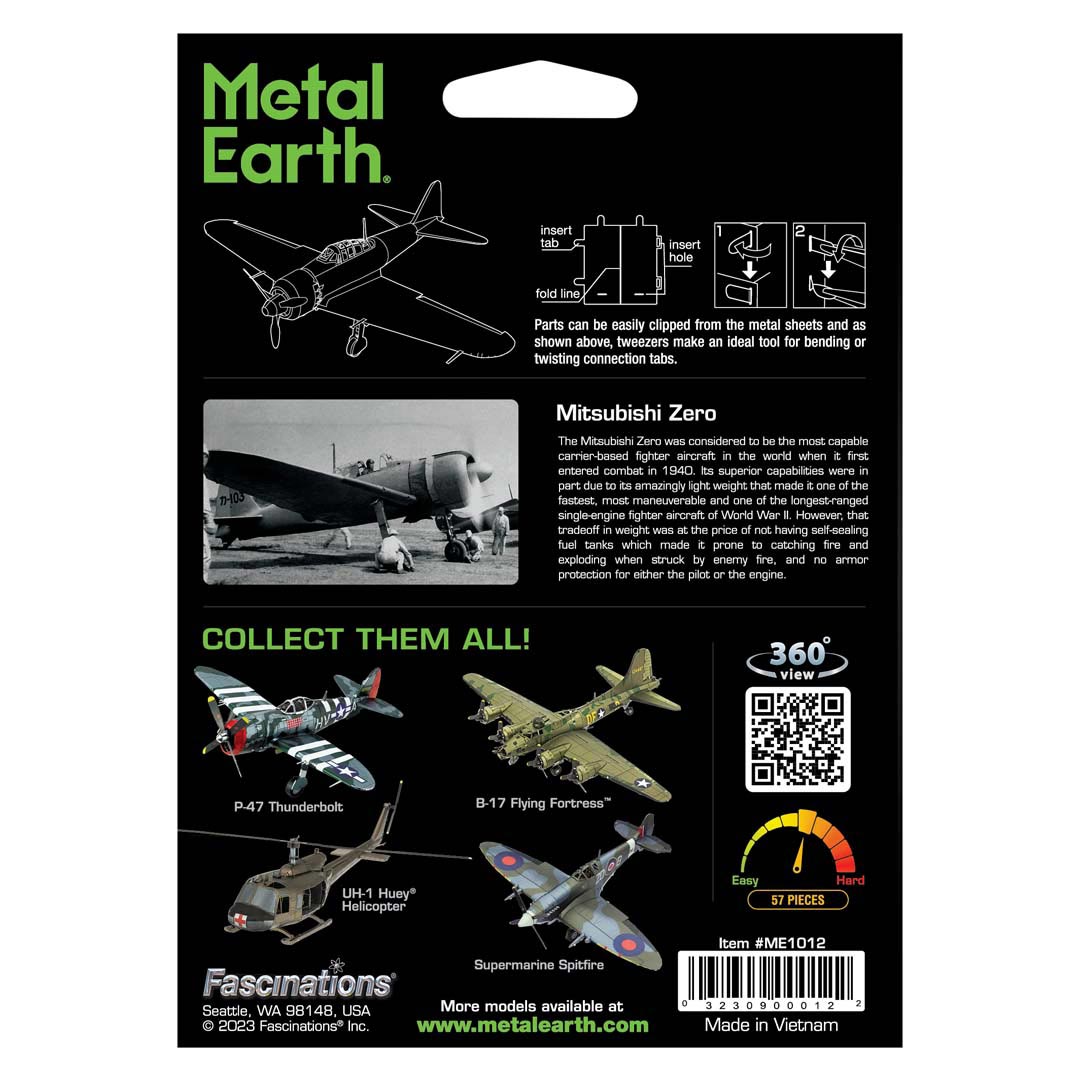 Metal Earth Mitsubishi Zero ME1012 Modellbausatz Puzzle DIY Bausatz präzise gelasert stabil langlebig
