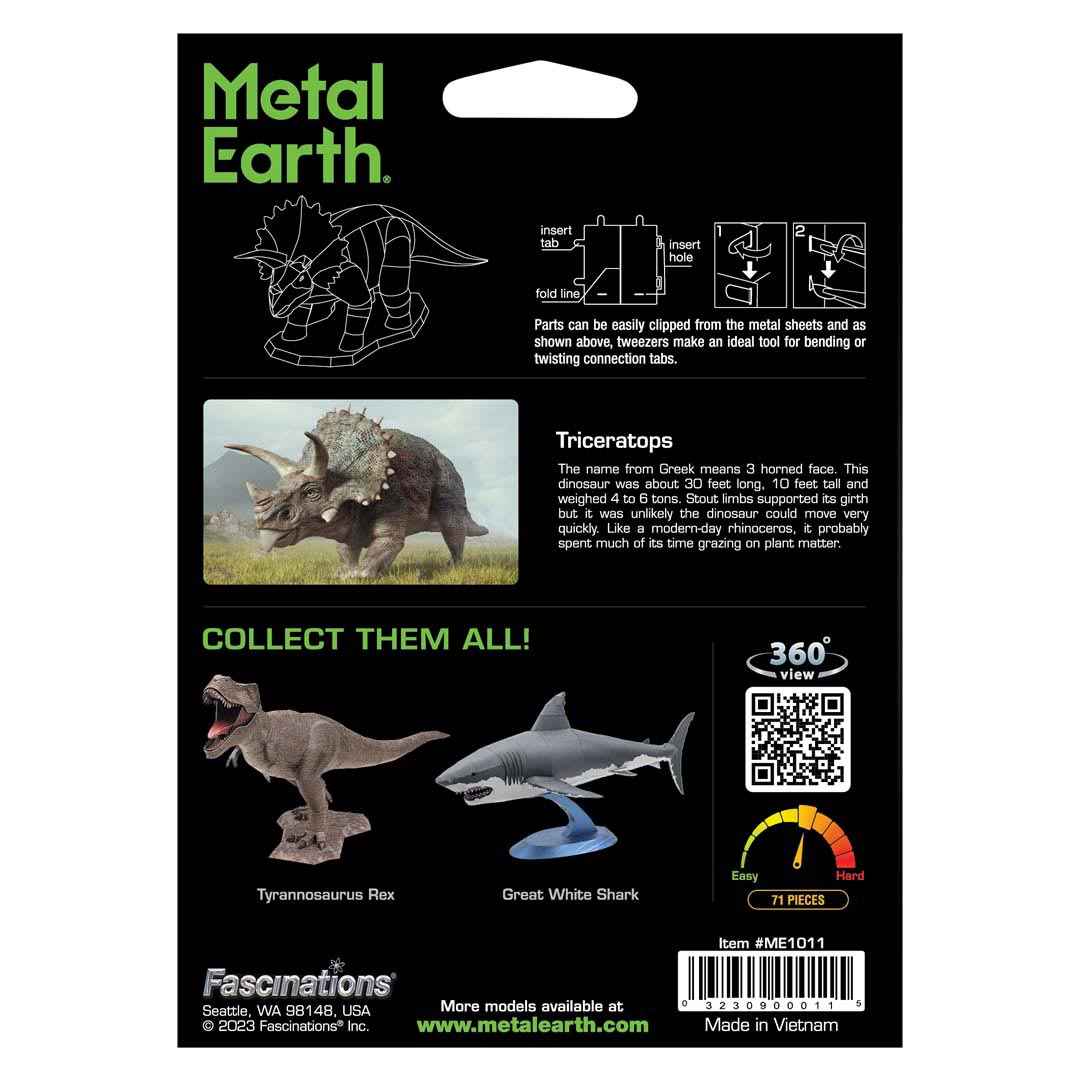 Metal Earth Triceratops (farbiges Modell) ME1011 Modellbausatz Puzzle DIY Bausatz präzise gelasert stabil langlebig