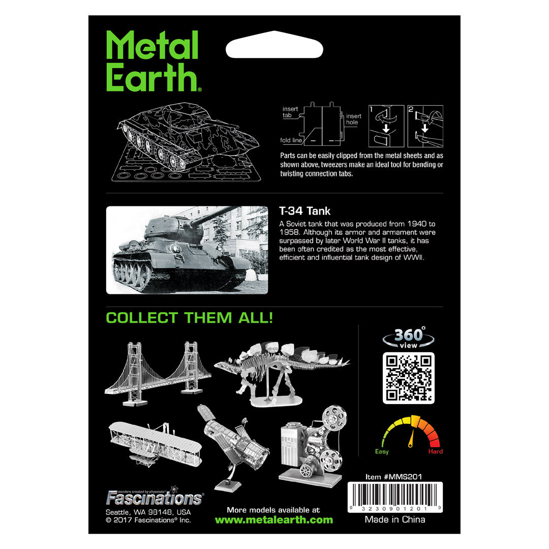 Metal Earth T-34 Tank MMS201 Modellbausatz Puzzle DIY Bausatz präzise gelasert stabil langlebig