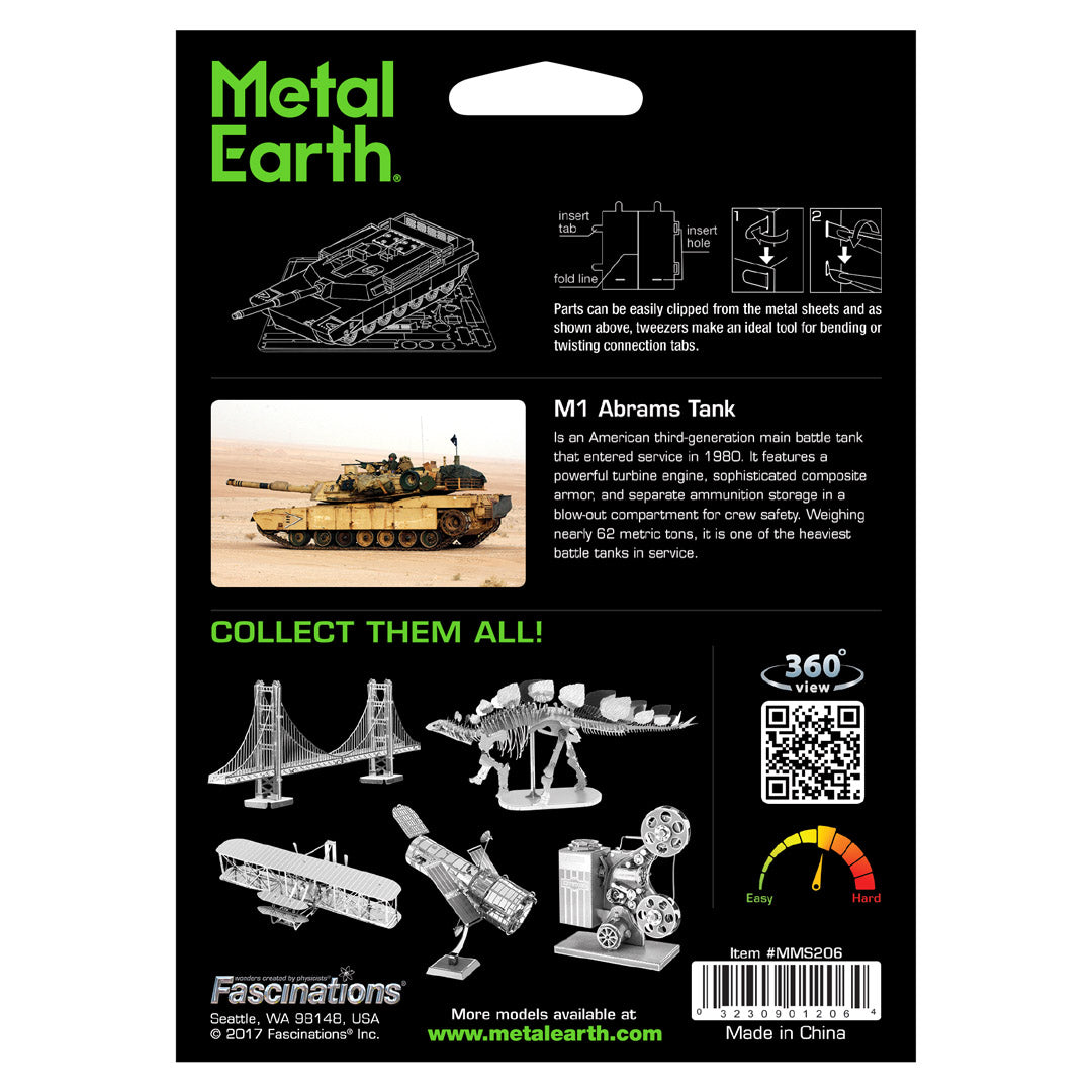 Metal Earth M1 Abrams Tank MMS206 Modellbausatz Puzzle DIY Bausatz präzise gelasert stabil langlebig