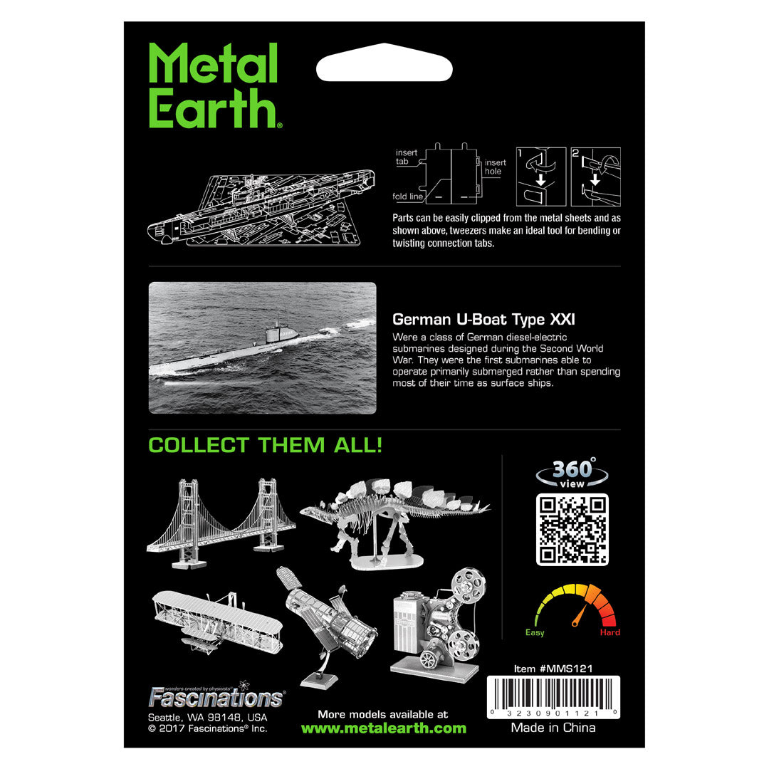 Metal Earth XXI German U-Boat Type XXI MMS121 Modellbausatz Puzzle DIY Bausatz präzise gelasert stabil langlebig