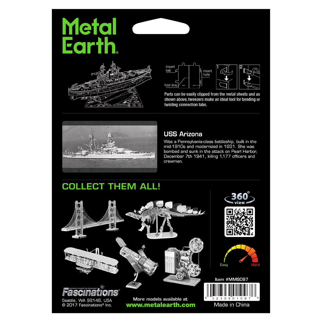Metal Earth USS USS Arizona MMS097 Modellbausatz Puzzle DIY Bausatz präzise gelasert stabil langlebig