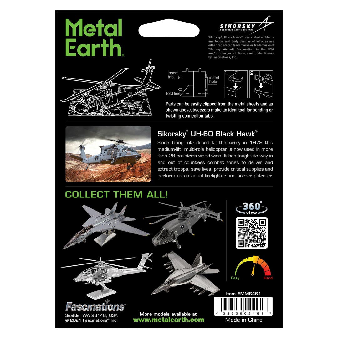 Metal Earth UH Sikorsky UH-60 Black Hawk MMS461 Modellbausatz Puzzle DIY Bausatz präzise gelasert stabil langlebig