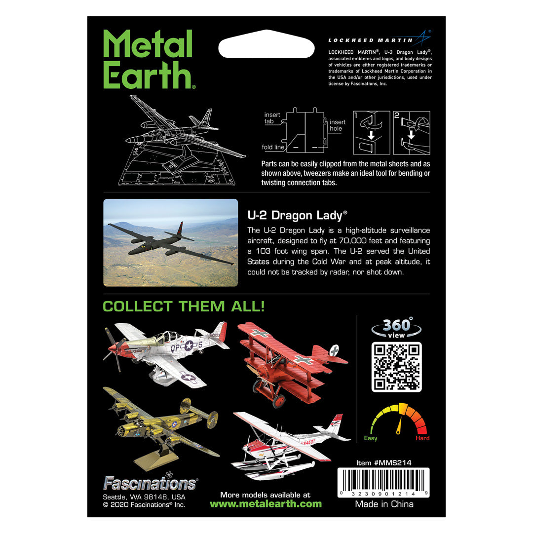 Metal Earth Lockheed U-2 Dragon Lady MMS214 Modellbausatz Puzzle DIY Bausatz präzise gelasert stabil langlebig