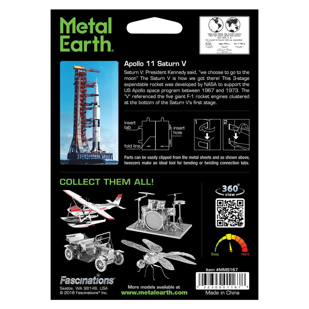 Metal Earth Apollo Saturn V mit Startrampe MMS167 Modellbausatz Puzzle DIY Bausatz präzise gelasert stabil langlebig