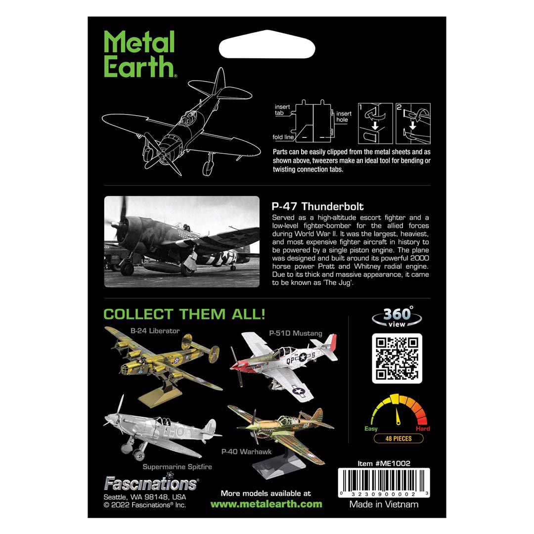 Metal Earth P47-Thunderbolt ME1002 Modellbausatz Puzzle DIY Bausatz präzise gelasert stabil langlebig