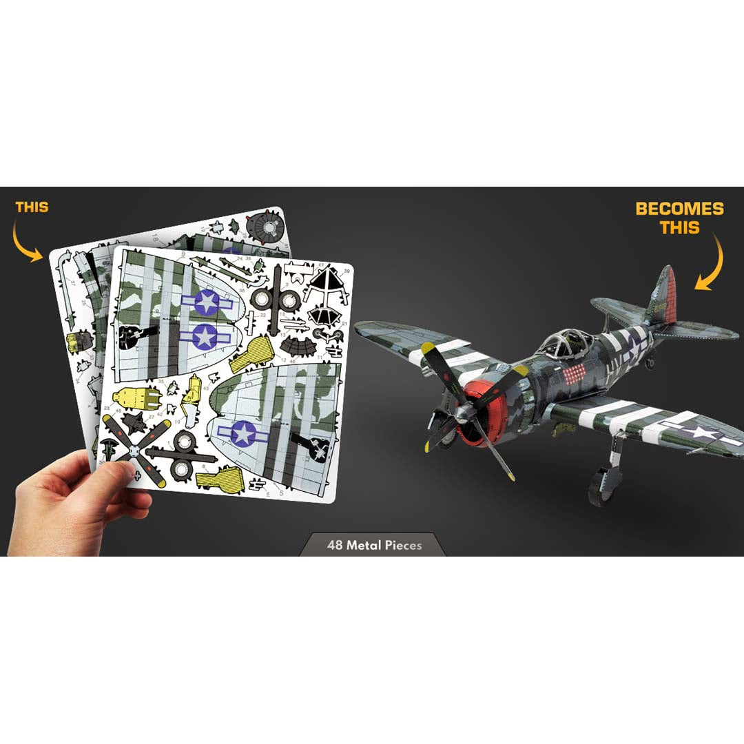 Metal Earth P47-Thunderbolt ME1002 Modellbausatz Puzzle DIY Bausatz präzise gelasert stabil langlebig