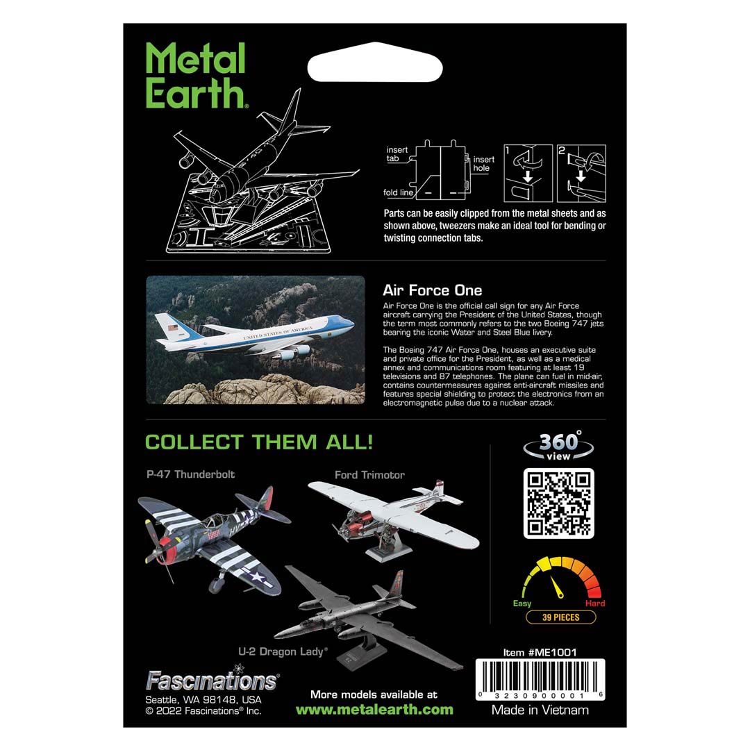 Metal Earth Air Force One ME1001 Modellbausatz Puzzle DIY Bausatz präzise gelasert stabil langlebig