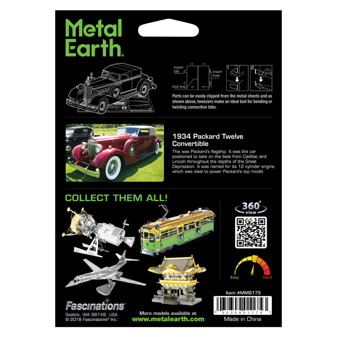 Metal Earth 1934 Packard Twelve Convertible MMS175 Modellbausatz Puzzle DIY Bausatz präzise gelasert stabil langlebig
