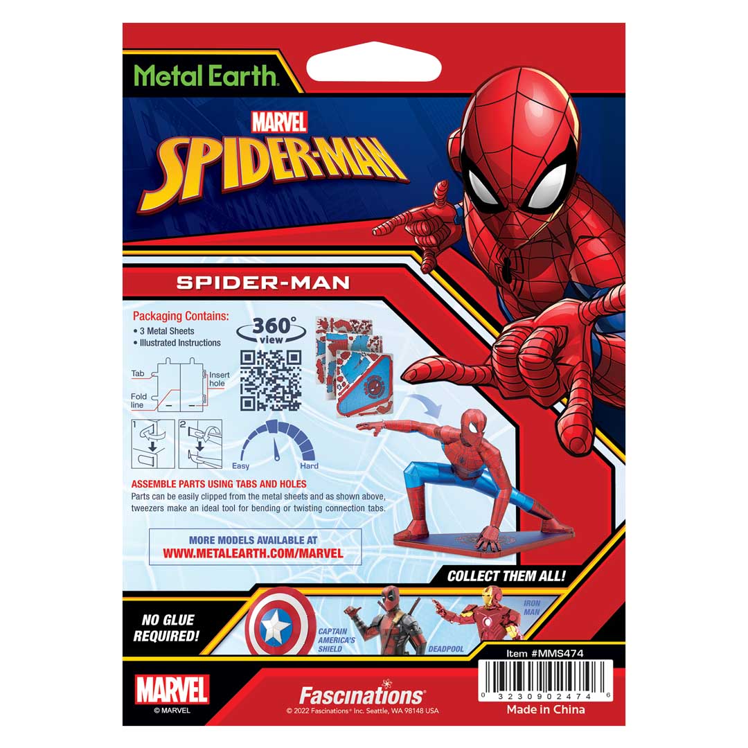 Metal Earth Marvel: Spider-Man, farbig MMS474 Modellbausatz Puzzle DIY Bausatz präzise gelasert stabil langlebig
