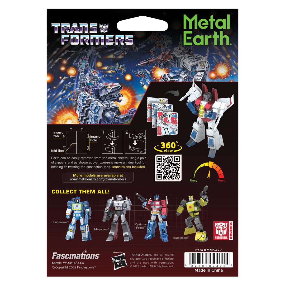 Metal Earth Transformers: Starscream, farbig MMS472 Modellbausatz Puzzle DIY Bausatz präzise gelasert stabil langlebig