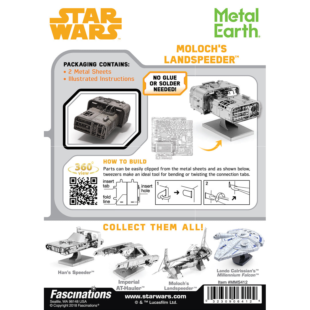 Metal Earth HAN HAN SOLO Moloch's Landspeeder MMS412 Modellbausatz Puzzle DIY Bausatz präzise gelasert stabil langlebig