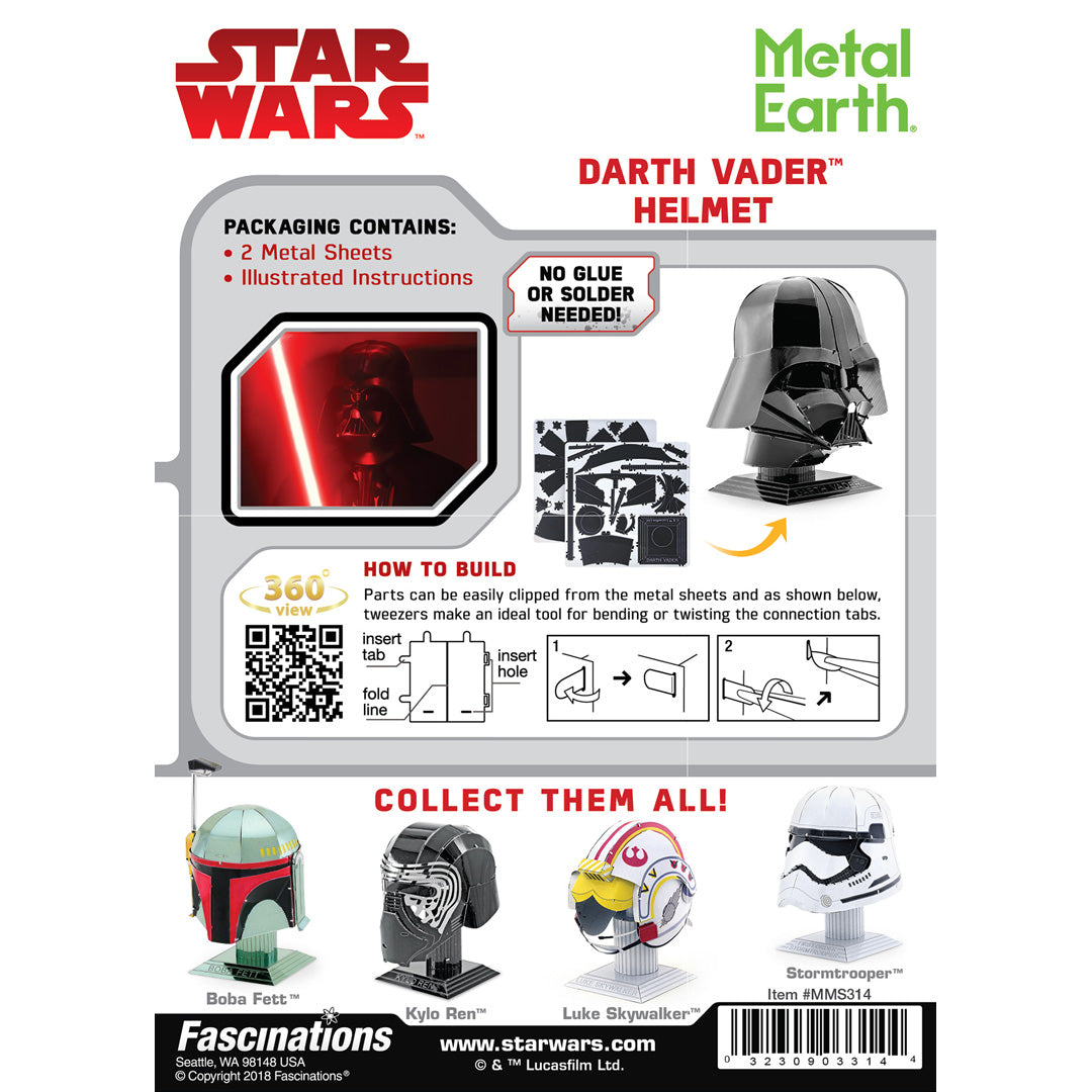 Metal Earth STAR STAR WARS HELMET Darth Vader MMS314 Modellbausatz Puzzle DIY Bausatz präzise gelasert stabil langlebig