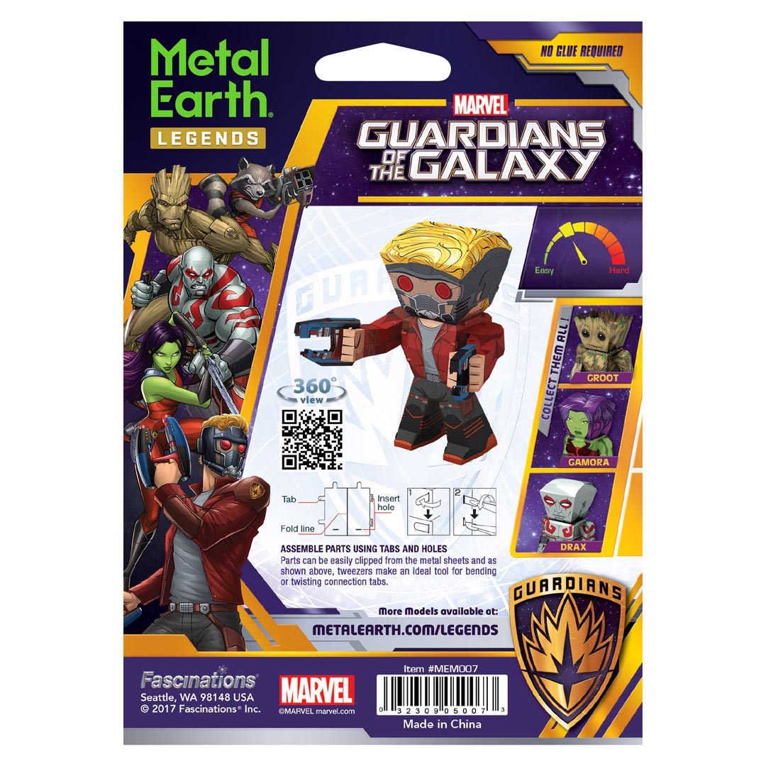 Metal Earth Guardians of the Galaxy Star Lord MEM007 Modellbausatz Puzzle DIY Bausatz präzise gelasert stabil langlebig