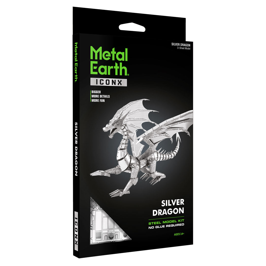 Metal Earth Premium Series Silver Dragon ICX023 Modellbausatz Puzzle DIY Bausatz präzise gelasert stabil langlebig
