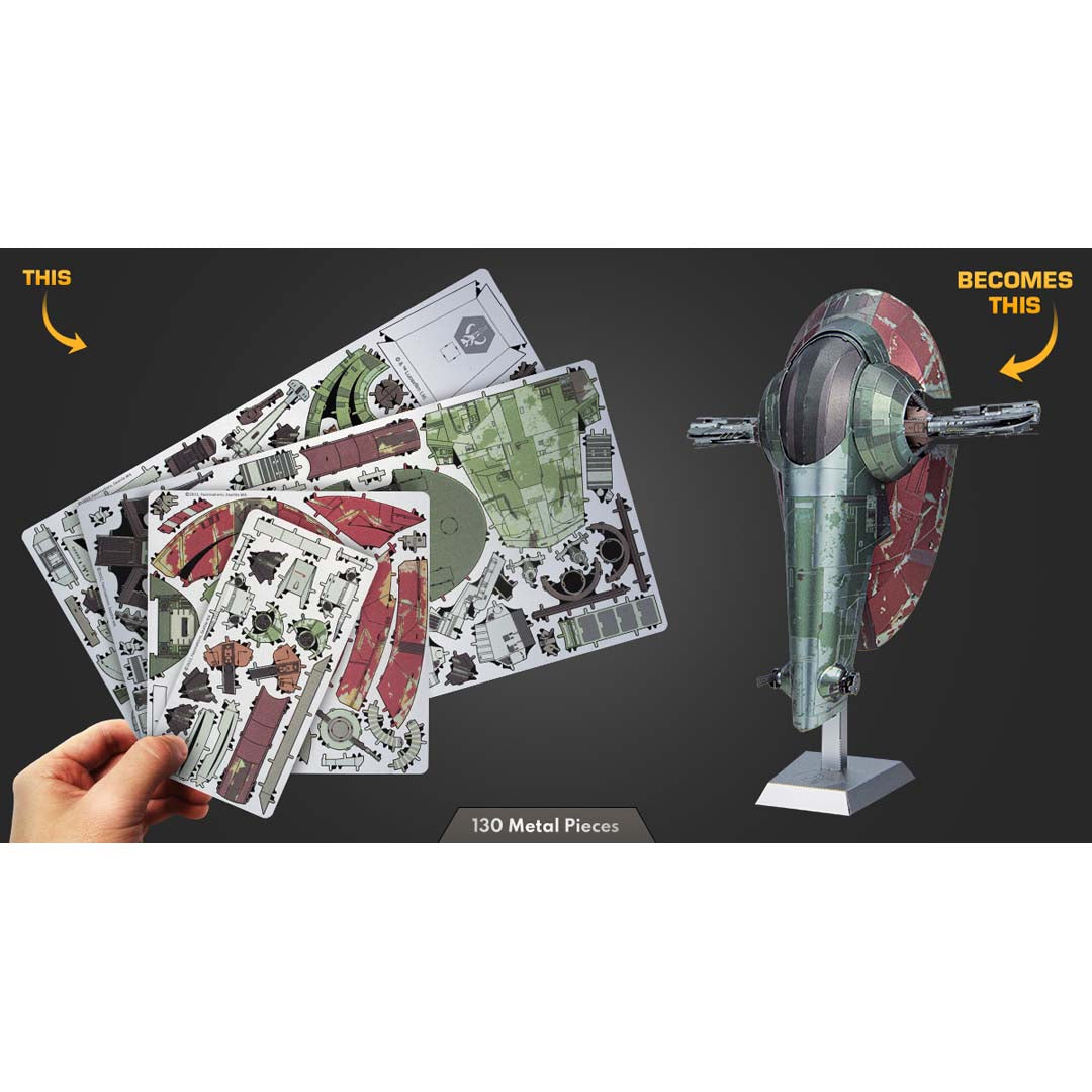 Metal Earth STAR Premium Series STAR WARS Mandalorian - Boba Fett's Starfighter ICX232 Modellbausatz Puzzle DIY Bausatz präzise gelasert stabil langlebig
