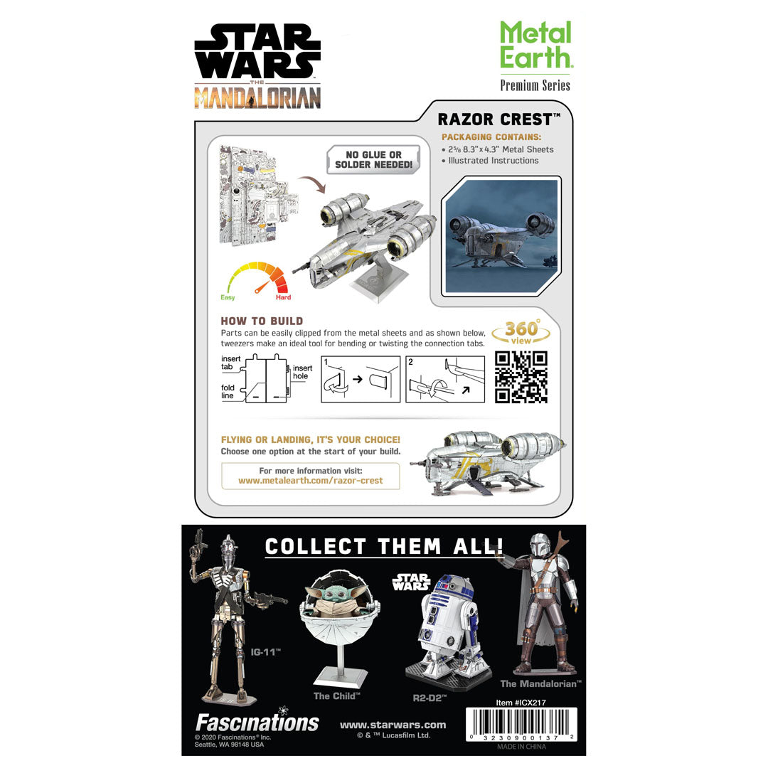 Metal Earth STAR Premium Series STAR WARS Mandalorian - Razor Crest™ ICX217 Modellbausatz Puzzle DIY Bausatz präzise gelasert stabil langlebig