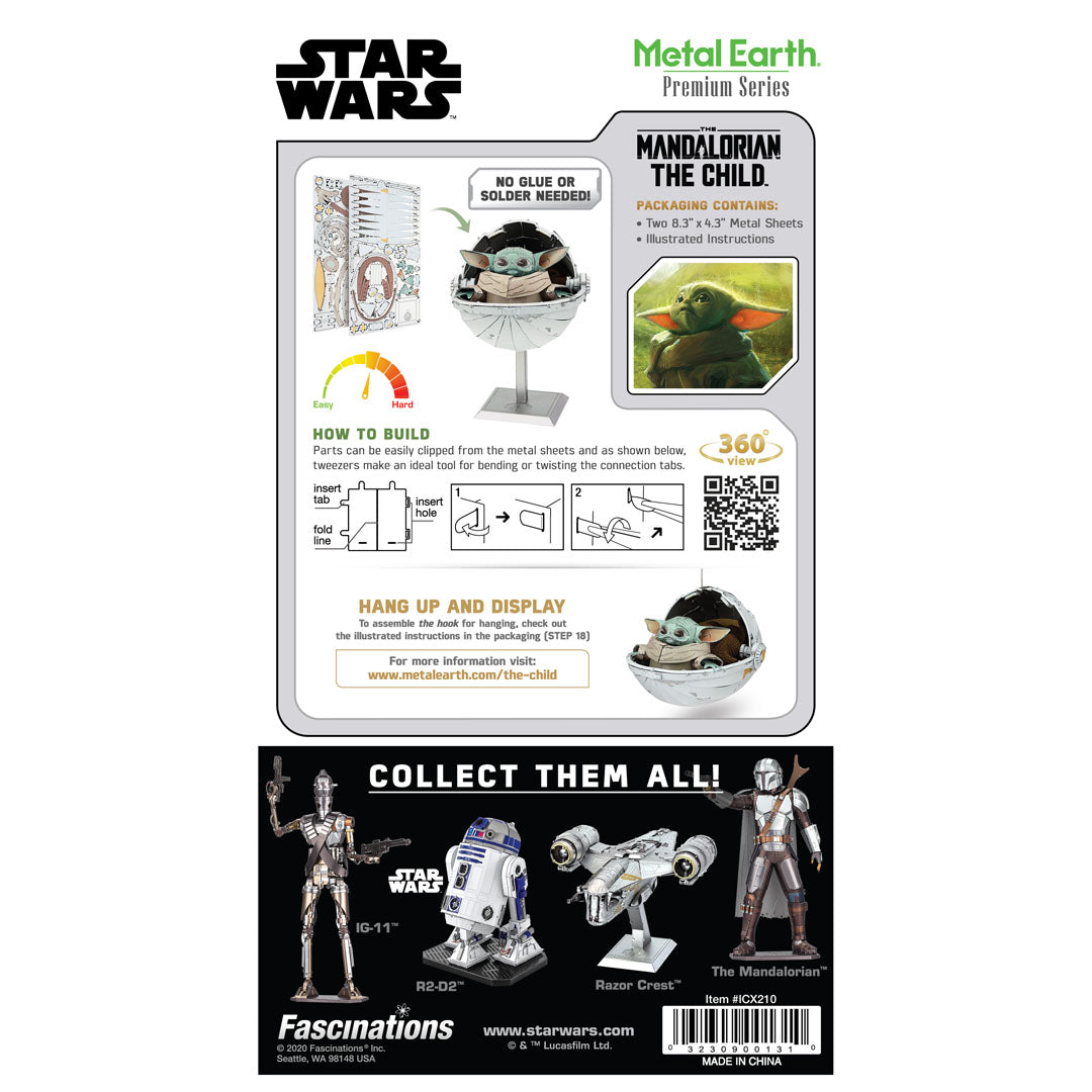 Metal Earth STAR Premium Series STAR WARS Mandalorian - The Child™ ICX210 Modellbausatz Puzzle DIY Bausatz präzise gelasert stabil langlebig