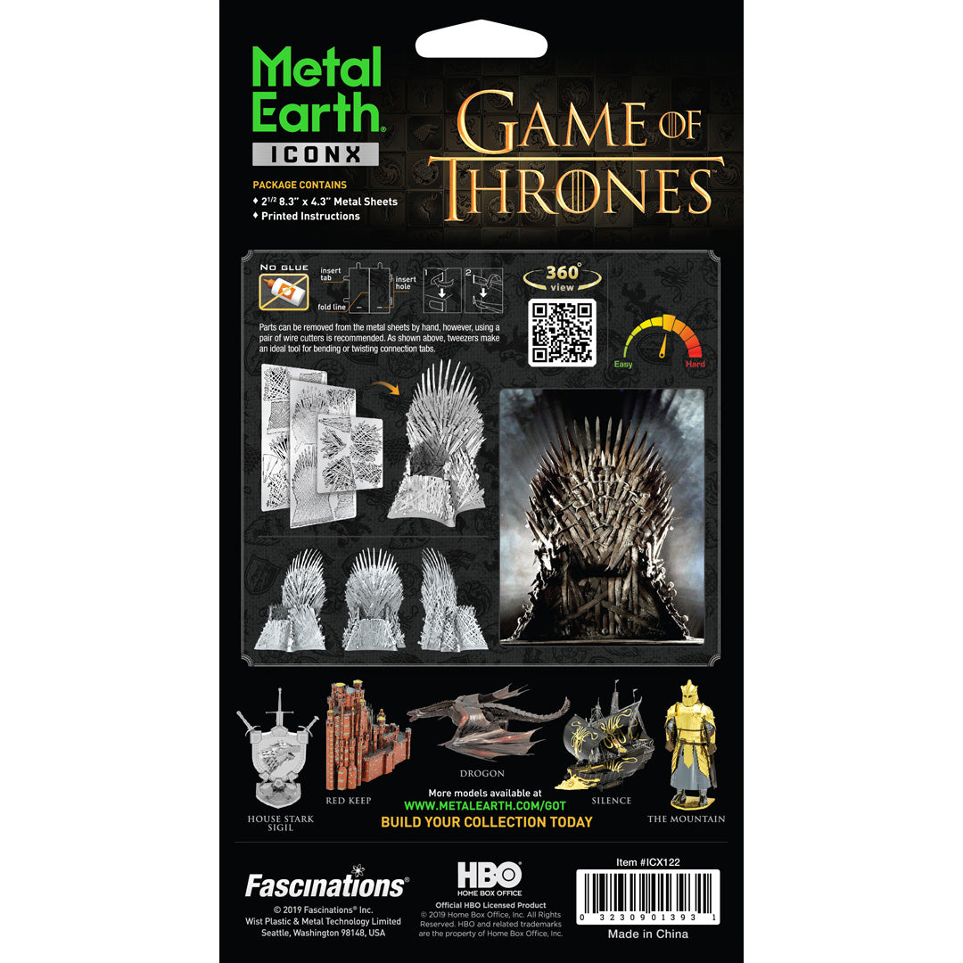 Metal Earth Premium Series Game of Thrones: Iron Throne ICX122 Modellbausatz Puzzle DIY Bausatz präzise gelasert stabil langlebig