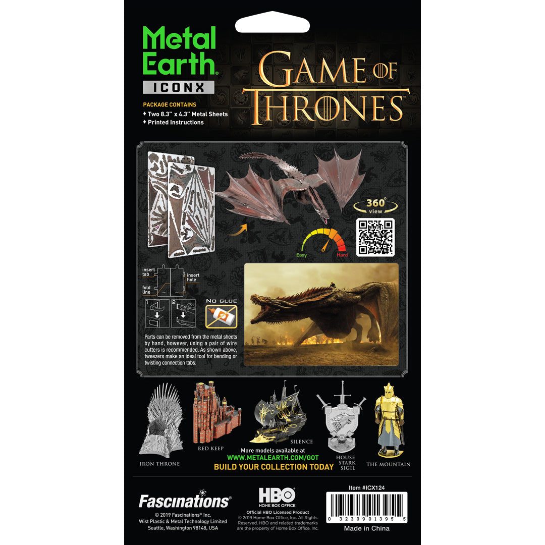 Metal Earth Premium Series Game of Thrones: Drogon ICX124 Modellbausatz Puzzle DIY Bausatz präzise gelasert stabil langlebig