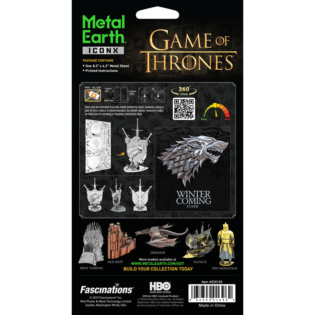 Metal Earth Premium Series Game of Thrones: House Stark Sigil ICX125 Modellbausatz Puzzle DIY Bausatz präzise gelasert stabil langlebig