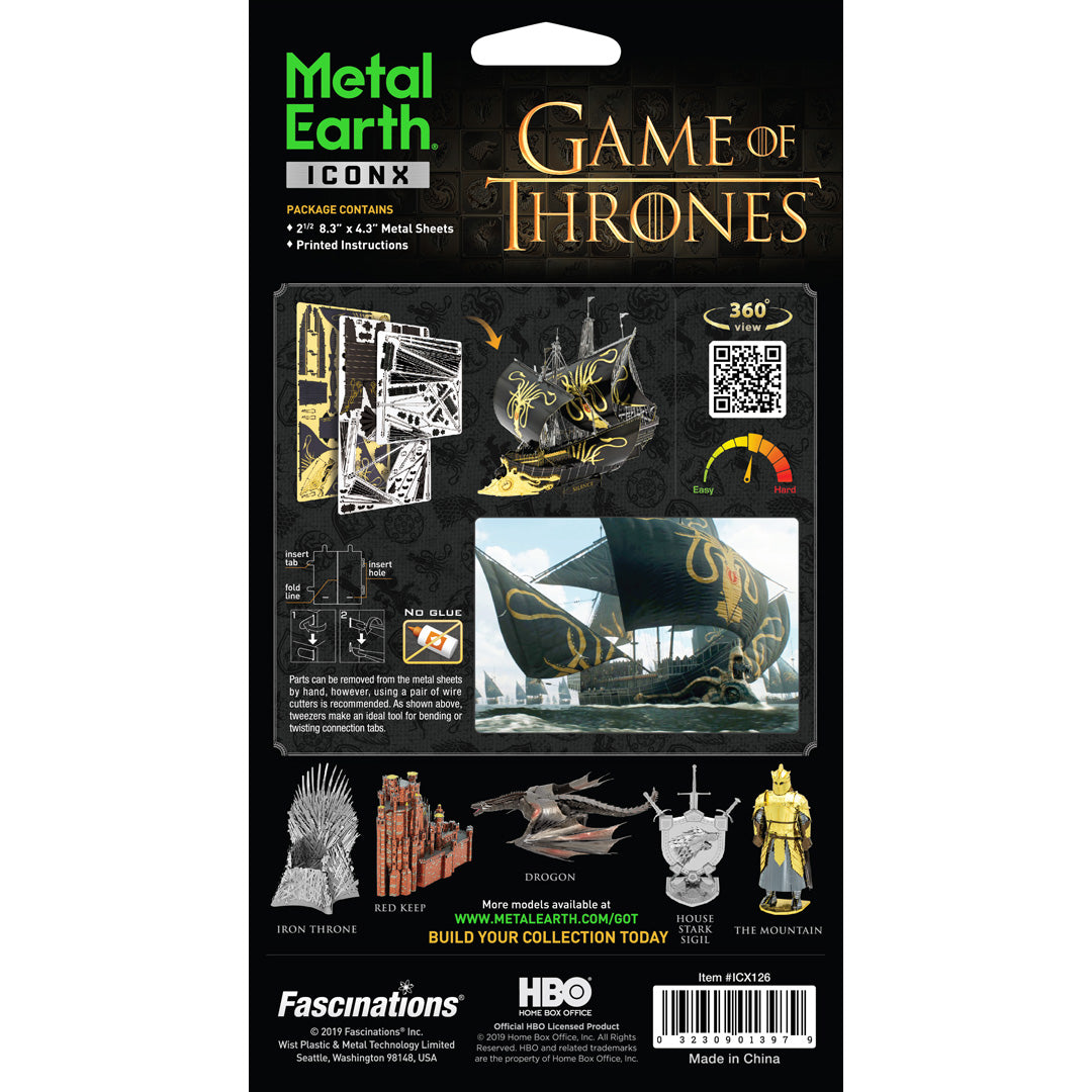 Metal Earth Premium Series Game of Thrones: Greyjoy Ship Silence ICX126 Modellbausatz Puzzle DIY Bausatz präzise gelasert stabil langlebig