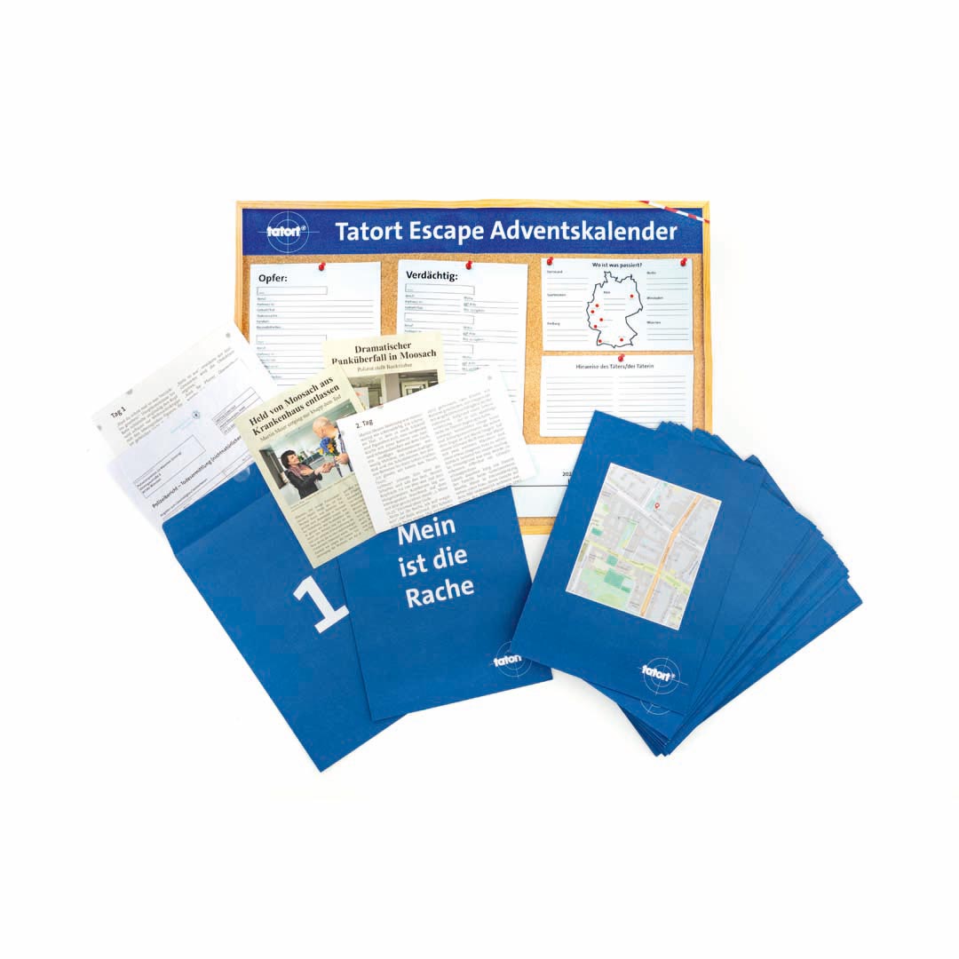 Adventskalender TATORT Escape Tod unter dem Weihnachtsstern Weihnachtskalender Krimi-Spiel Franzis
