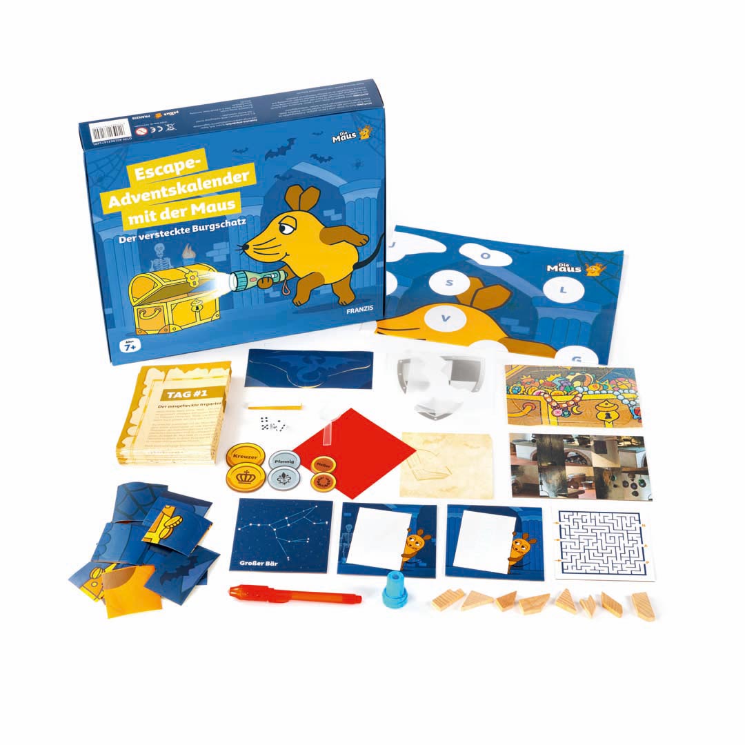 Adventskalender mit der MAUS Escape Der versteckte Burgschatz Weihnachtskalender Rätsel-Spaß Franzis