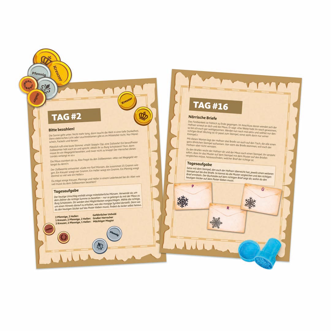 Adventskalender mit der MAUS Escape Der versteckte Burgschatz Weihnachtskalender Rätsel-Spaß Franzis