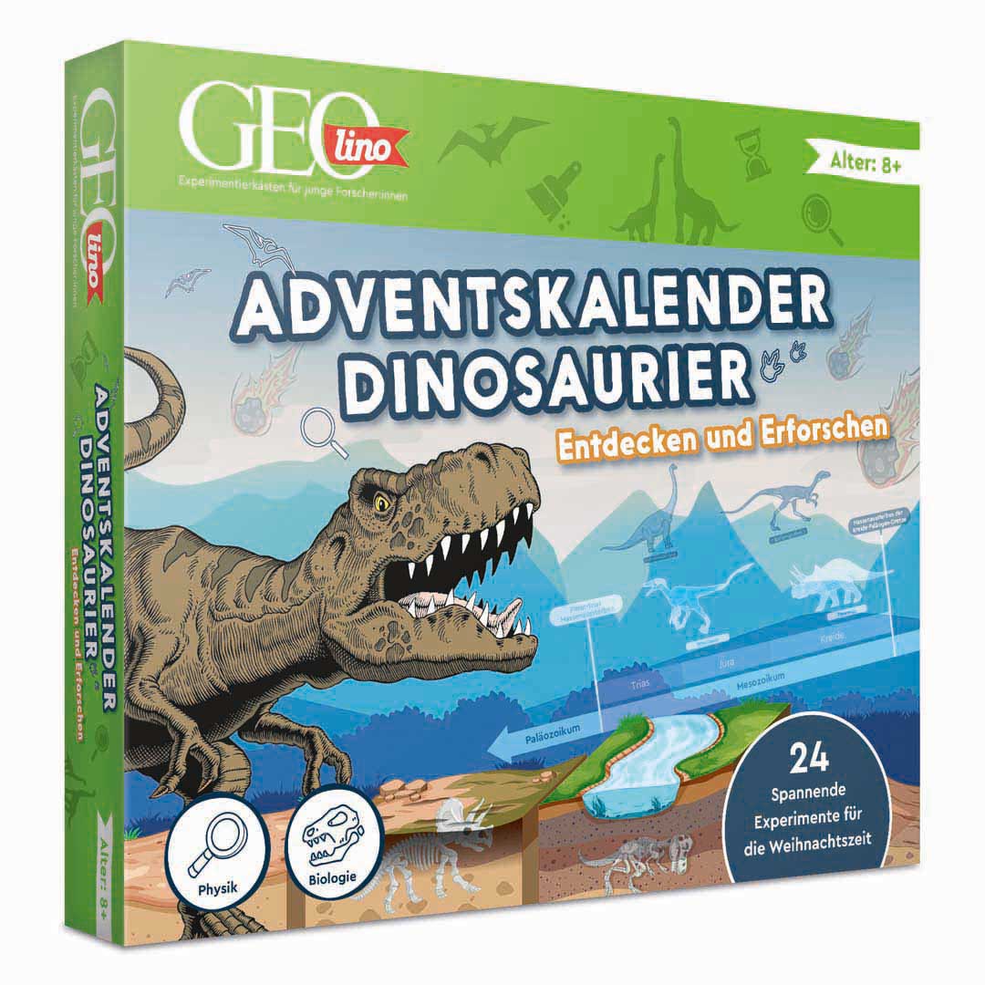 Adventskalender GEOLINO Dinosaurier Weihnachtskalender für junge Forscher und Paläontologen Franzis