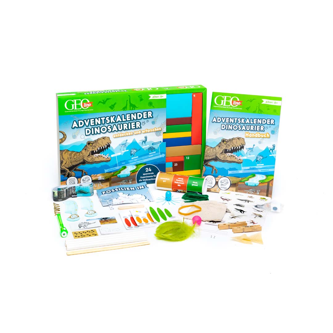 Adventskalender GEOLINO Dinosaurier Weihnachtskalender für junge Forscher und Paläontologen Franzis