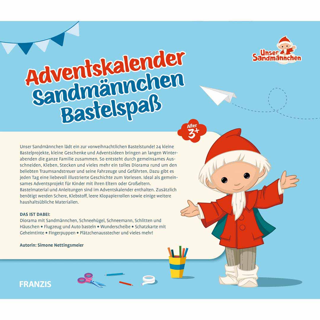 Adventskalender SANDMÄNNCHEN Bastelspass Weihnachtskalender mit Geschichten für Kleinkinder Franzis