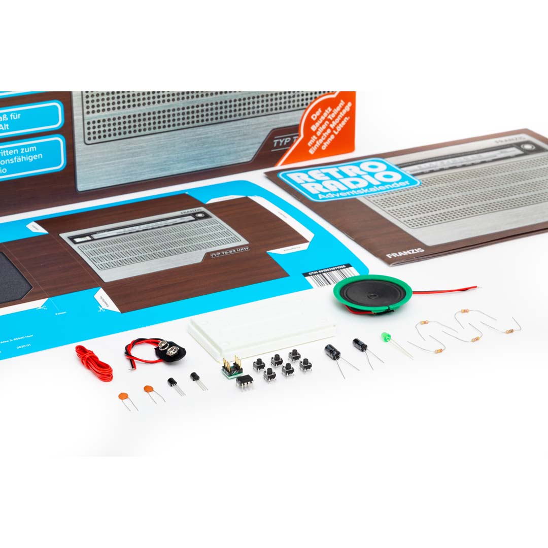 Adventskalender RETRO-Radio zum Selberbauen Weihnachtskalender Elektronik-Bausatz für Tüftler Franzis