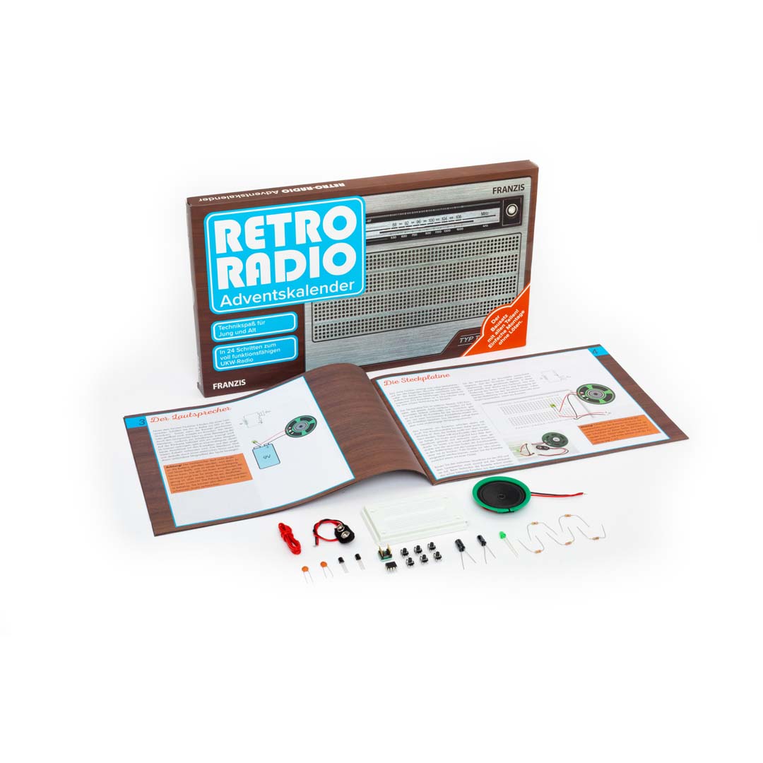 Adventskalender RETRO-Radio zum Selberbauen Weihnachtskalender Elektronik-Bausatz für Tüftler Franzis