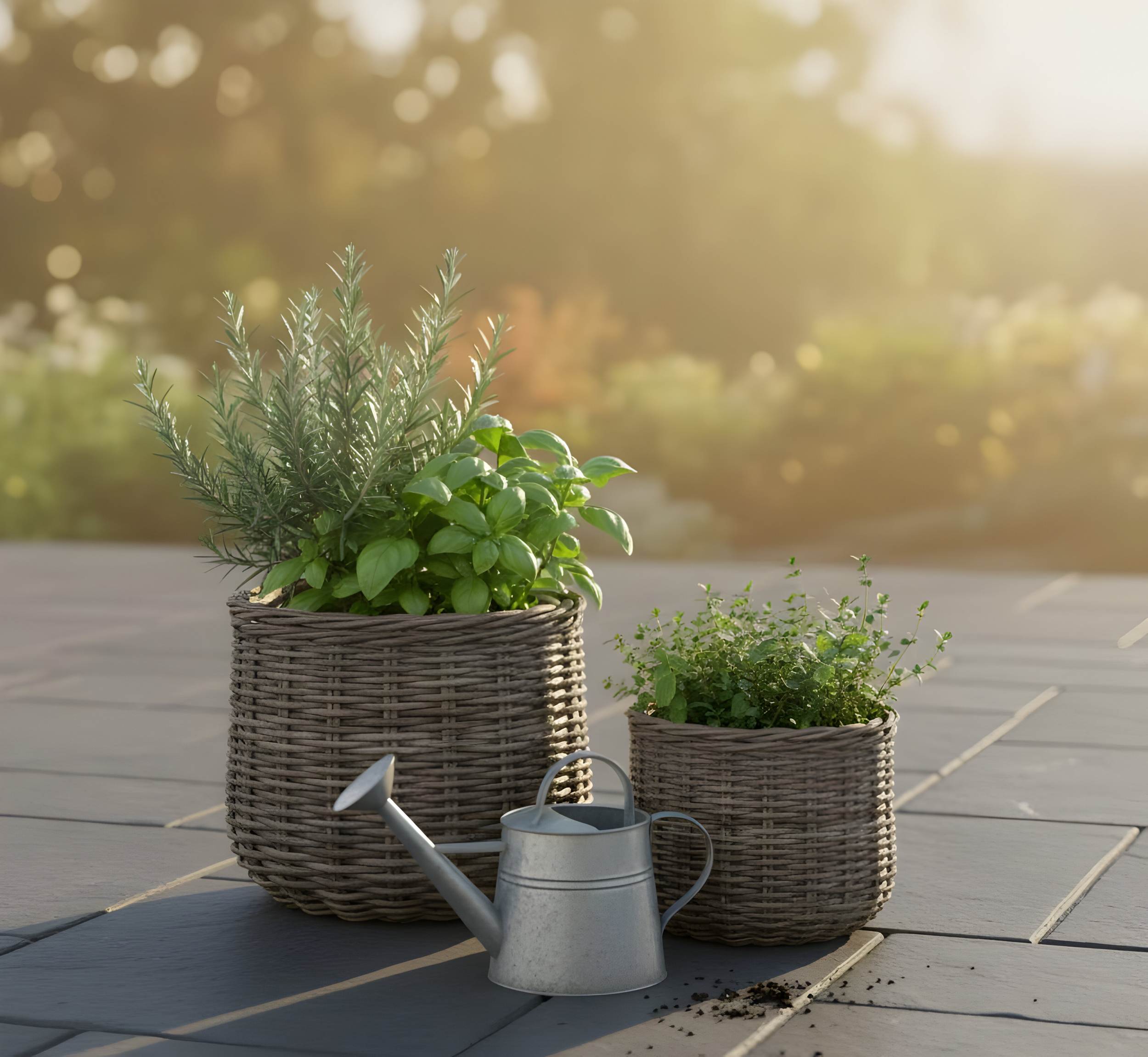 Weidekorb Set 2-tlg. – Pflanzkorb Rattan, kleiner Weidenkorb & geflochtener Korb aus Holz, Aufbewahrungskörbe & Deko