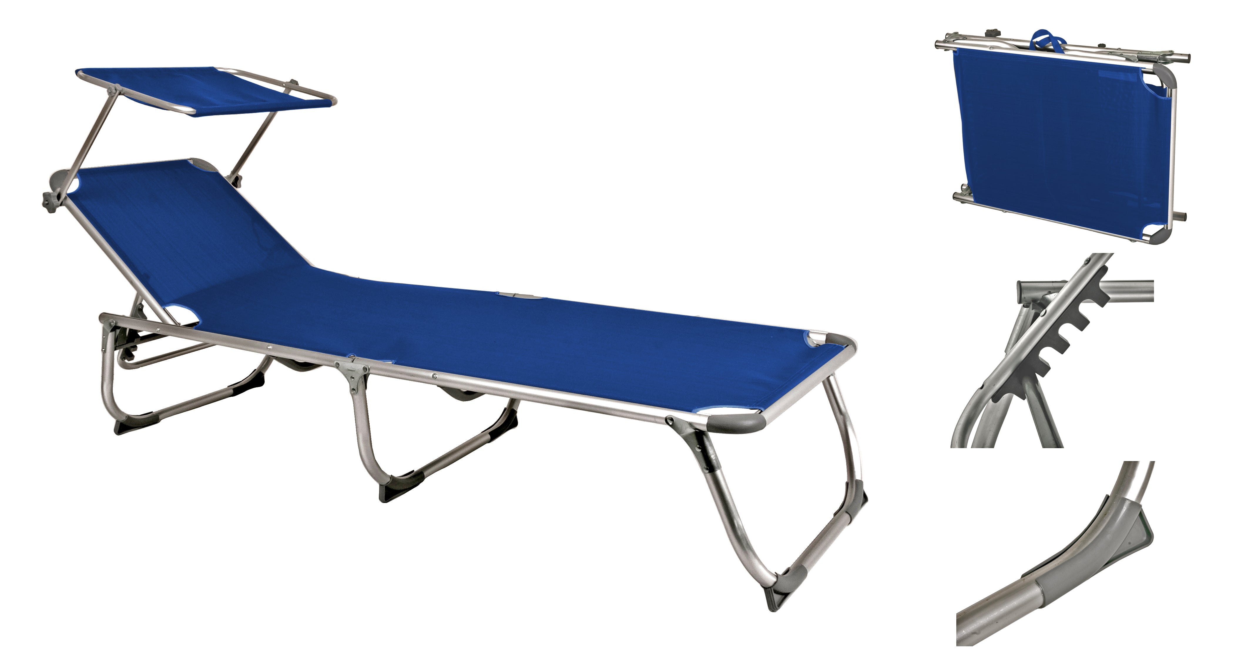 Sonnenliege KISO Sonnendach Gartenliege Dreibeinliege Garden Pleasure blau