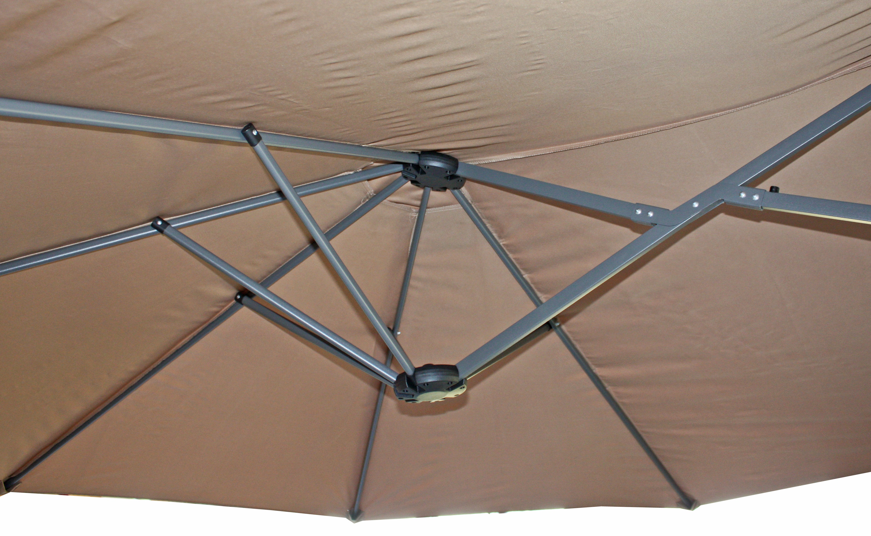 Doppel-Sonnenschirm Marktschirm Gartenschirm Sonnenschutz Garden Pleasure hellbraun