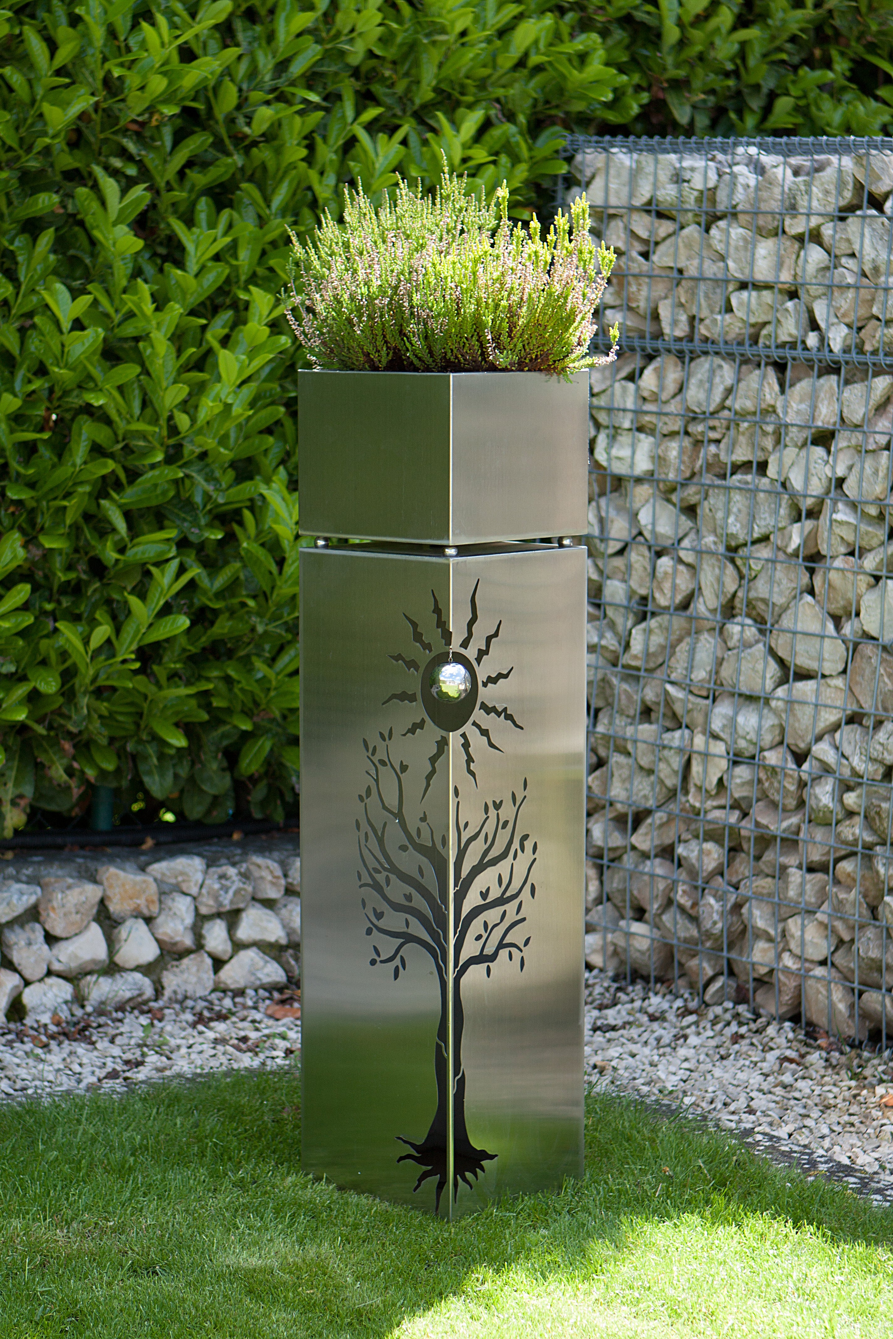 Pflanzsäule BUCHE Dekosäule Blumenständer Edelstahl Garden Pleasure