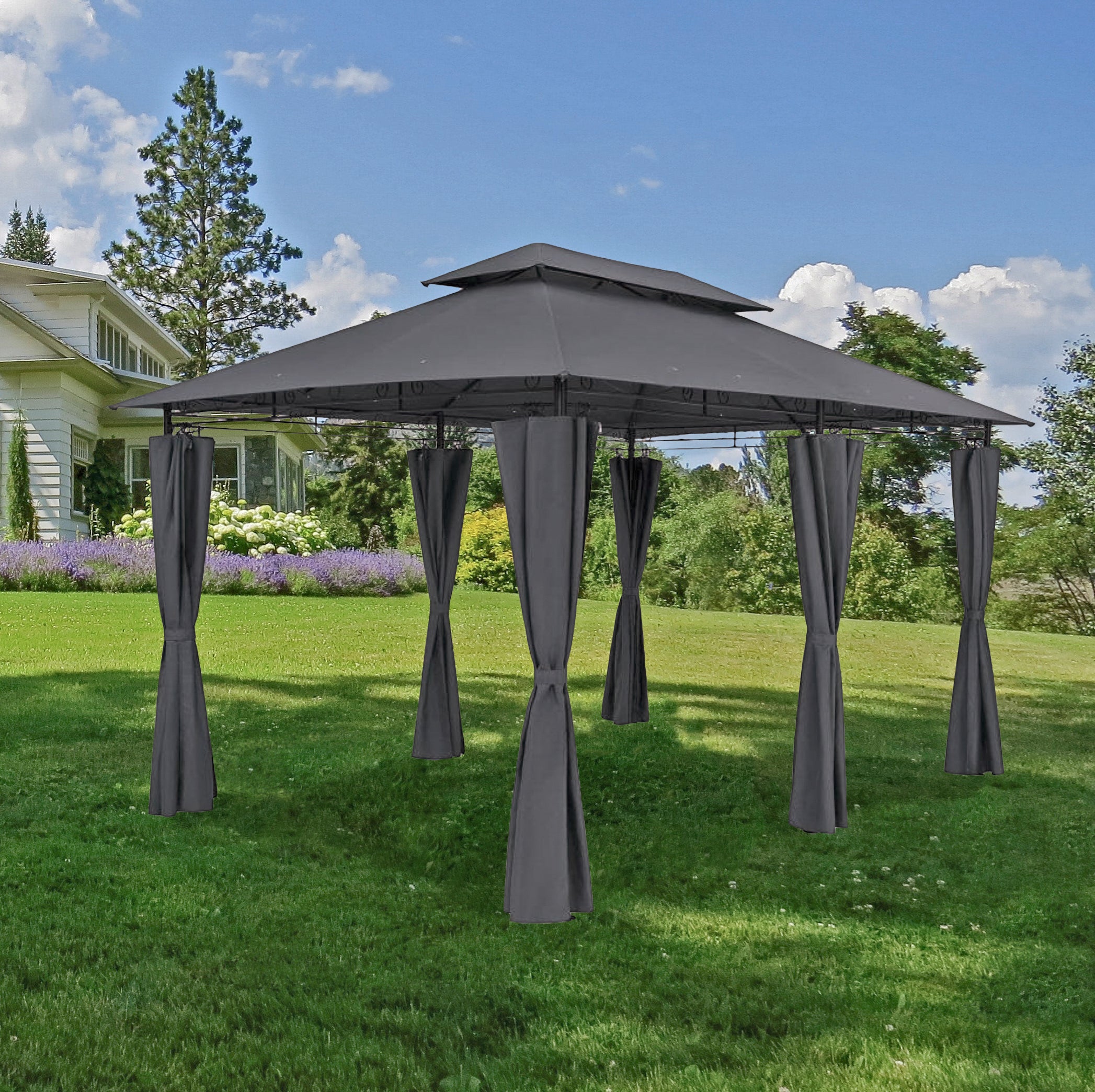 Pavillon MOLDAU Gartenzelt Pergola Garden Pleasure stabil beschichtet Outdoor mit Seitenschals