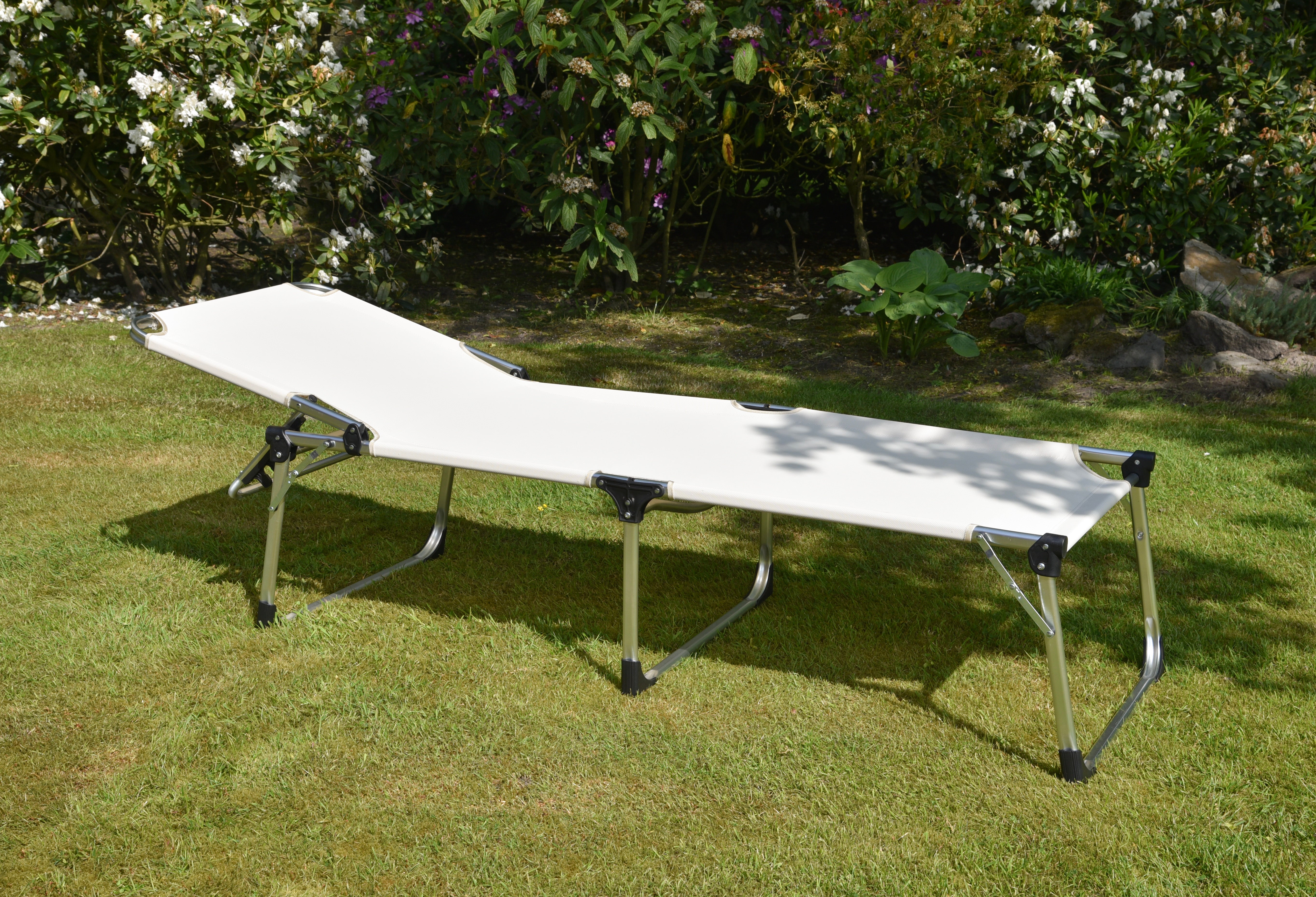 XXL Sonnenliege ABACO Gartenliege Dreibeinliege Relaxliege Garden Pleasure beige