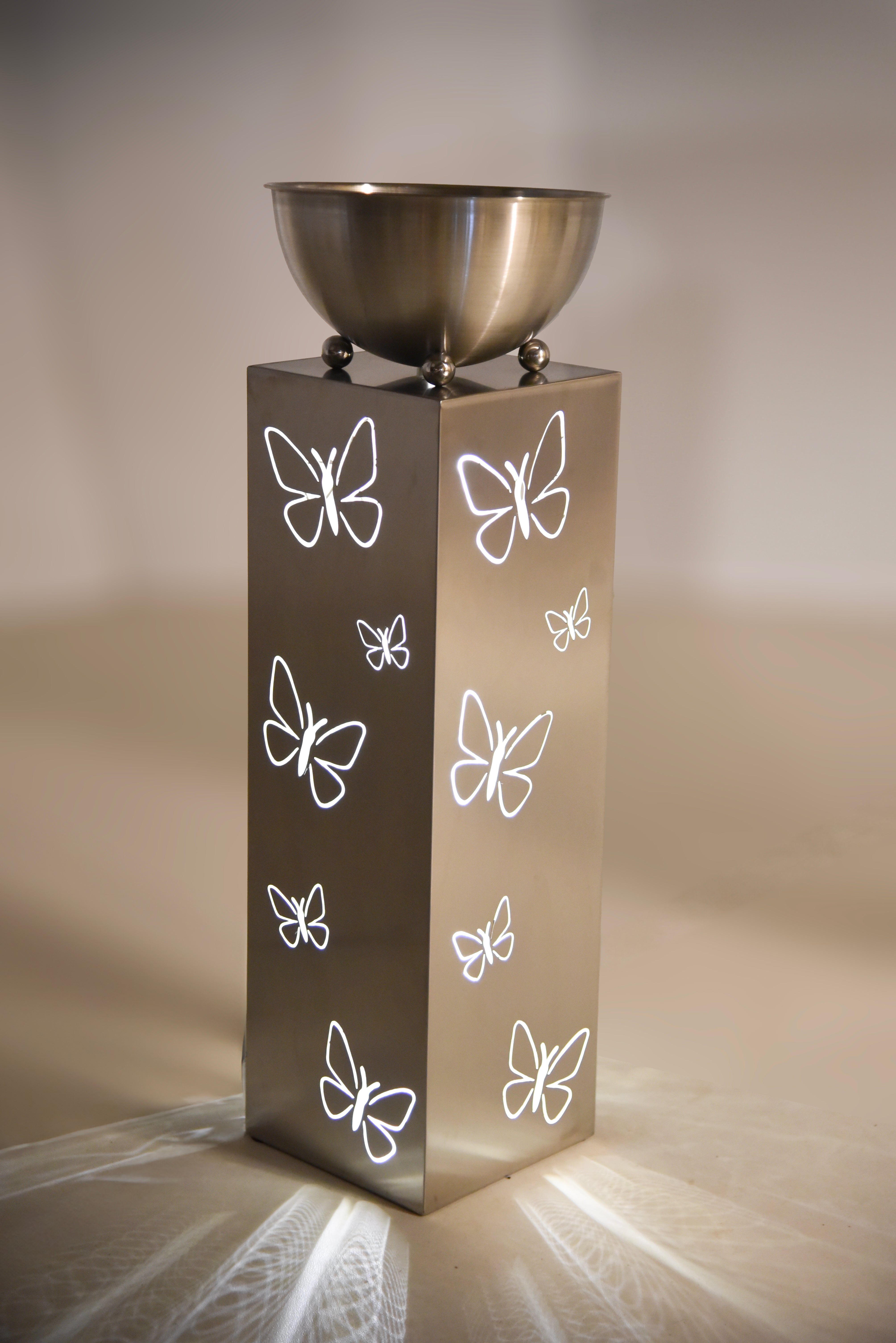 Pflanzsäule FALINA Blumenständer Dekosäule Edelstahl LED Garden Pleasure